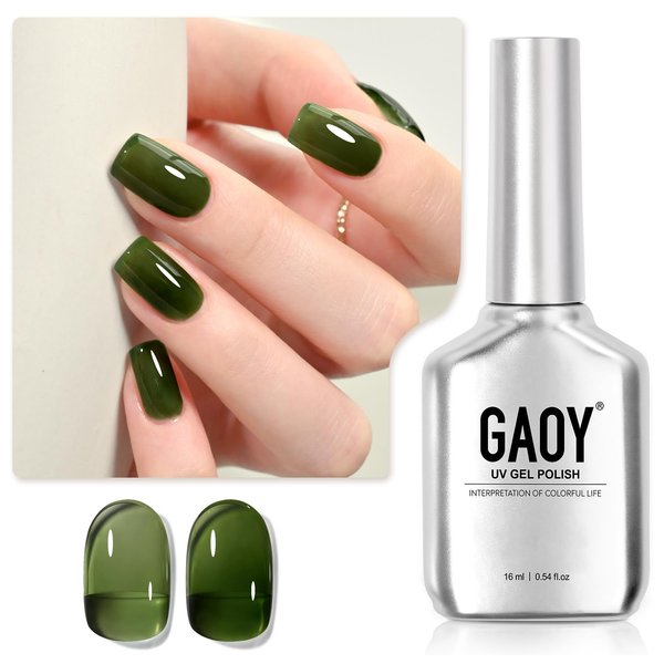 GAOY Jelly Gel Nail Polish, 16ml Sheer Green Translucent Soak Off Gel Polish, UV Light Cure for Nail Art DIY, 2138 Everglade Green