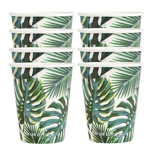 Talking Tables 8pk (250ml/9oz) Tropical Paper Party Cups | 'HOME' Recyclable Disposable , Eco-friendly & Plastic Free | For Summer Garden BBQ, Kids Birthday, Celebration, Jungle, Hawaiian, Fiesta