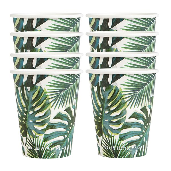 Talking Tables 8pk (250ml/9oz) Tropical Paper Party Cups | 'HOME' Recyclable Disposable , Eco-friendly & Plastic Free | For Summer Garden BBQ, Kids Birthday, Celebration, Jungle, Hawaiian, Fiesta