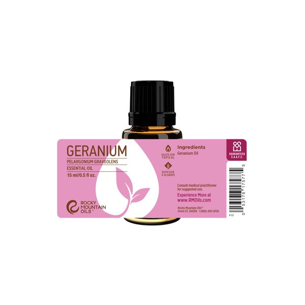 Rocky Mountain Oils Geranium Essential Oil - 100% Pure and Natural Aromatherapy Diffuser Oils, Topical Oil for Skin Care and Hair Care - 15ml