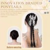 OULIGET Ponytail Extension Claw Clip,Wig Clips Braided Ponytail Extension Hair,Retro Butterfly Hairpin Double Braided Ponytails Hairpieces for Women,Brown,18 Inches