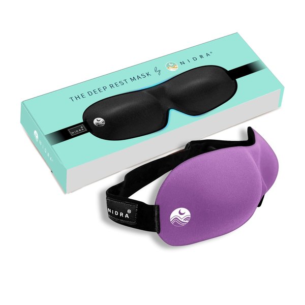 Nidra Sleep Mask for Women and Men, Blackout Eye Mask for Longer Deep Rest, 3D Comfort Contoured for Side Sleepers, Lightweight and Soft, Light Blocking for Travel, Yoga, Sleeping - Purple
