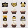 Yancan Happy Retirement Party Decorations Kit for Men Women, Black Gold Farewell Party Supplies Include Backdrop Tablecloth Cupcake Toppers Balloons Garland Arch Kit