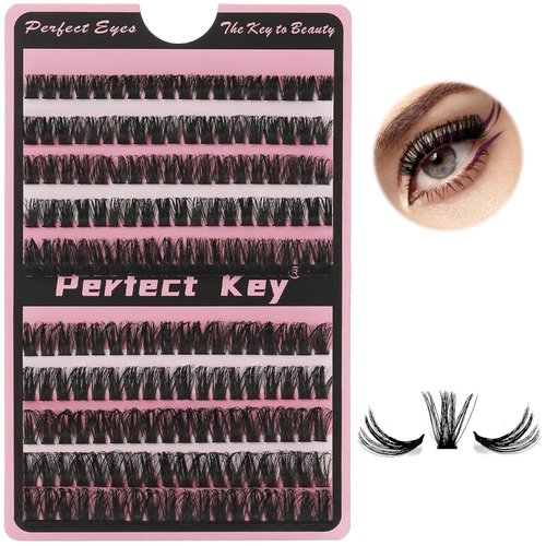 Perfect Key 200 Clusters Natural Look Eyelash Extensions Wispy Lash Clusters D Curl Cluster Lash Extensions 80D-200