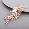BERYUAN White Floral Hair Comb Crystals Hair Comb Slide Bridal Hair Comb for Bride Bridesmaid Hair Comb Vintage Hair Piece