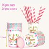 41Pcs Disposable Unicorn Themed Party Supplies Decorations Set for Girls Children Birthday Party Baby Shower,Include 16pcs Unicorn Paper Cups and 25pcs Unicorn straw,Serves 16 Guests