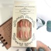 Medium Almond Tip Press on Nails Nails Artificial Acrylic Fake Nails with Pink Glitter Powder Designs, 24Pcs Full Cover Reusable Coffin False Nails Set Women Glue on Nails Stick on Nails for Nail Art