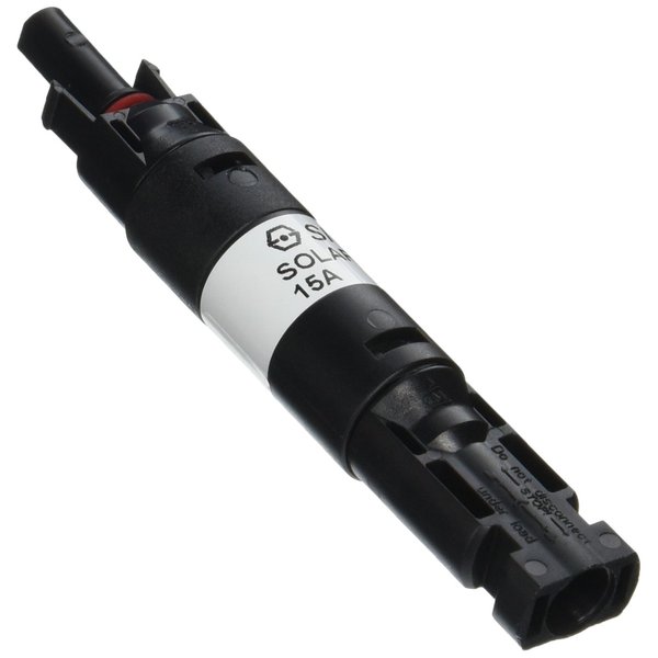 Renogy 15A Male and Female Connector Waterproof in-Line Fuse Holder w/Fuse, Black