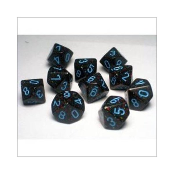 Chessex Dice Sets: Blue Stars Speckled - Ten Sided Die d10 Set (10)