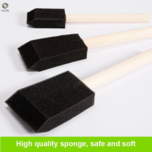 conda 25 Pack Different Size Assorted Foam Brush Set Wood Handle Paint Brush Set
