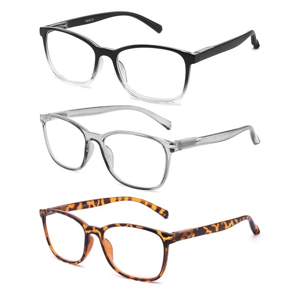 CRGATV 3 Pack Blue Light Blocking Reading Glasses for Men Women Rectangle Computer Readers with Spring Hinge Anti Glare & Eye Strain(3.5 Magnification Strength)