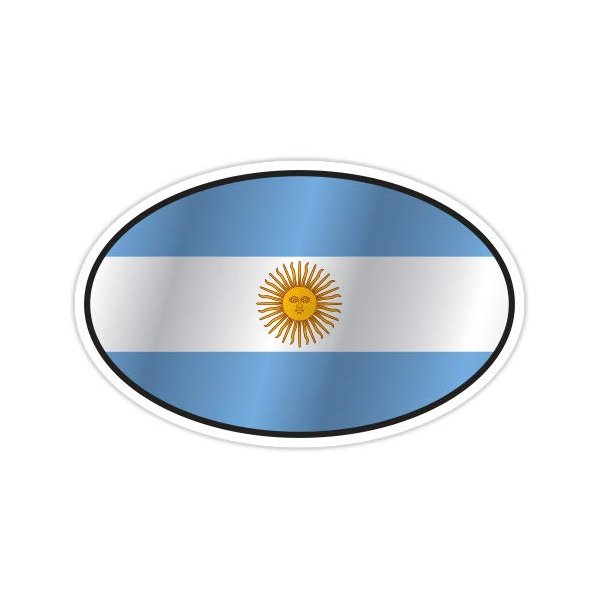 Argentina Flag Oval - 7" Vinyl Sticker - for Car Laptop I-Pad - Waterproof Decal