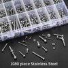 1080pcs Screws Bolts and Nuts and Washers Assortment Set, Metric M4 M3 M2 Stainless Steel Hex Socket Head Cap Screws Kit, Assorted Machine Screws Nuts and Bolts with Washers