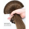 Yamel Remy Clip in Hair Extensions Real Human Hair Natural Hair Extensions Light Brown 2Pcs 6Clips 14Inch 40g