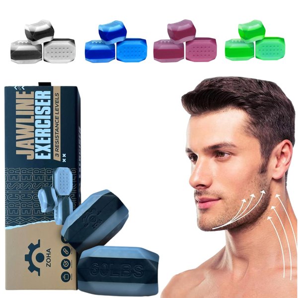 ZOHA Jaw line Exerciser - Facial Toning for Men & Women | Resistance Levels, Silicone Gum, Strengthener, & Face Shaper | Easy Jaw Exercise & Sculptor (6pcs)