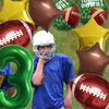 HADCKJA Football Balloon Football Birthday Decorations 3rd Birthday Balloon Rugby Golden Brown Star Rugby Field Balloon Touchdown Sports Theme Football Party Supplies Birthday Party Decorations 9Pcs