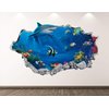 Shark Wall Decal Art Decor 3D Smashed Aquarium Sticker Poster Kids Room Mural Custom Gift BL130 (22"W x 14"H)