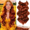 SilkStrands Halo Hair Extensions 20 Inch Invisible Wire Hair Extensions with 4 Secure Clips Copper Red Hair Extensions Adjustable Long Wavy Hair Extensions for Women Upgrade Secret Hairpiece for Women