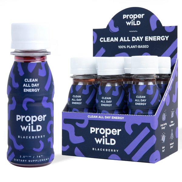Proper Wild Caffeine L-Theanine Energy Shots (Blackberry, 6 Shots)