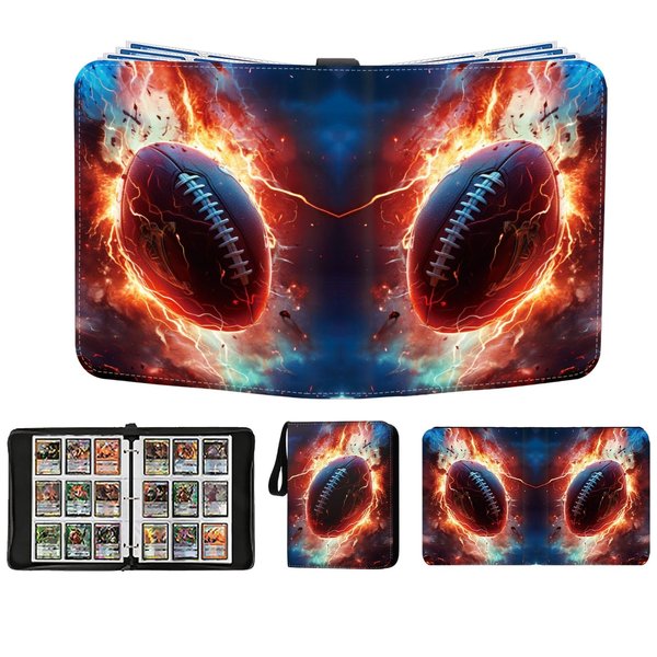 Football Card Binder Trading Card Binder 900 Pockets, Football Card Holder with 50 Removable Sleeves, Sports Cards Organizer for Football Basketball Baseball Soccer Hockey or Gaming Trading Cards