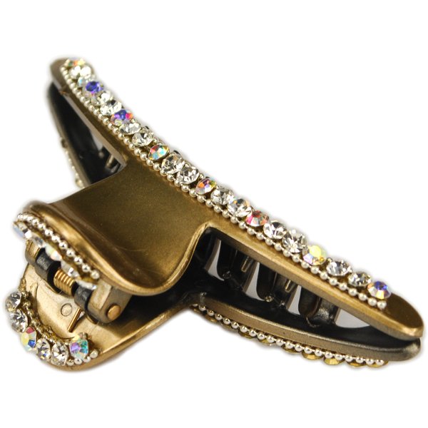 Hair Clip, Gold Colored with Rhinestones + GIFT BAG