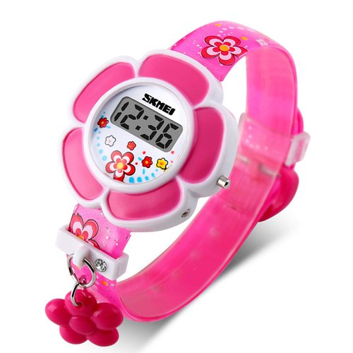 Kids Watch Girl Flower Shape Watch Novelty Cartoon Digital Watch 1144 (pink1)