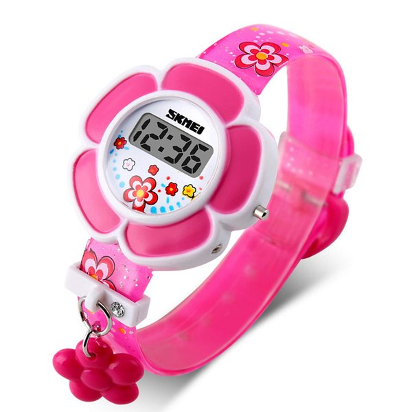Kids Watch Girl Flower Shape Watch Novelty Cartoon Digital Watch 1144 (pink1)