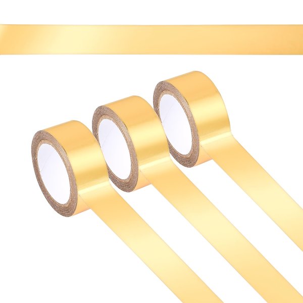3PCS Gold Washi Tape - Metallic Foil Masking Tapes Stickers Self Adhesive Art Paper Tape Decorative Graphic Tape for DIY Craft Scrapbooking Gift Wrapping, 16ft. x 0.6in.