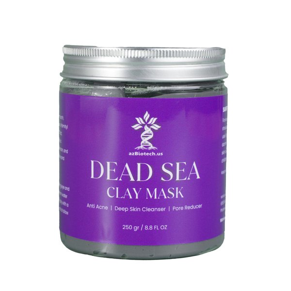 AZ BIOTECH Dead Sea Clay Mask for Face and Body - Natural Skin Care for Women and Men - Best Facial Cleansing Clay, Anti Acne, Deep Skin Cleanser, Pore Reducer - 8.8 fl. Oz