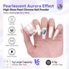 Saviland White Pearl Chrome Nail Powder Kit: Metallic Mirror Effect Pearl Chrome Powder for Nails with No-wipe Top Gel & Nail Art Sculpture Pen Glossy Aurora Chrome Nail Powder for Gel Polish DIY