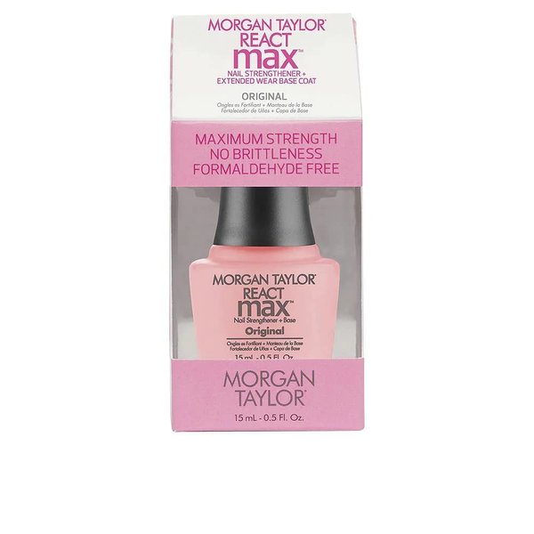 Morgan Taylor Nail Lacquer REACTmax Original Nail Strengthener and Extended Wear Base Coat, Base Coat For Nails, Long Lasting Nail Polish, Strengthening Base Coat, 0.5 oz.