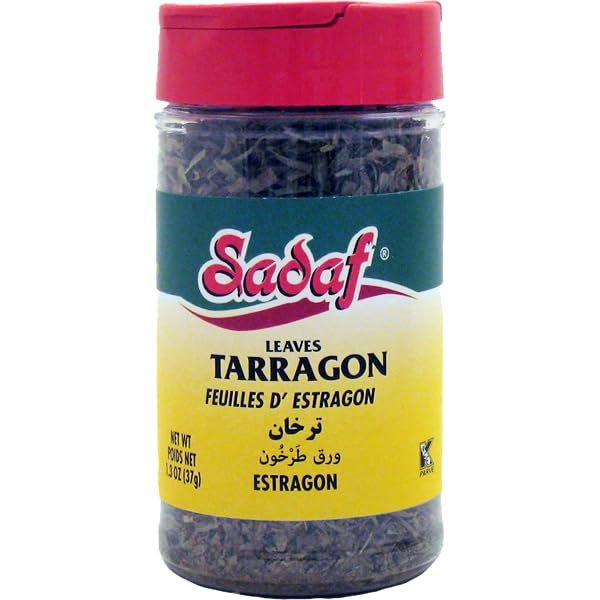 Sadaf Tarragon Leaves - Dried Tarragon Herb for Cooking and Food Seasoning - Natural, Vegan, Kosher, Halal - Estragon - 1.3 Oz Bottle With Shaker Top