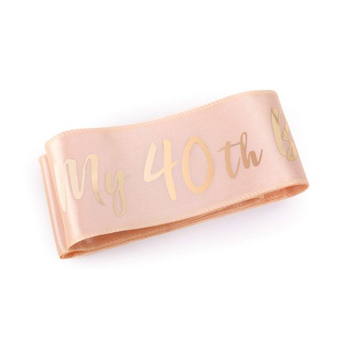 HOWAF Rose Gold 40th Birthday Sash, It's My 40th Birthday Satin Sash for 40th Birthday Decorations Women 40 Birthday Gift Party Accessories, One Size