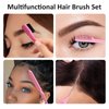 LLMSIX 7 Pcs Pink Hair Brush Set - Bristle Brush, Double Sided Brush, Topsy Tail Tools, Edge Control Brush, Metal Pin Rat Tail Combs for Styling