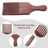 2 Pieces Wooden Beard Comb Wood Hair Pick Comb Beard Pick Comb Wooden Hair Picks Long Tooth Detangling Comb for Women Men (Natural Color) (Reddish Brown)