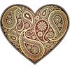 EW Designs Paisley Detailed Heart RED Burgundy Cream Black White Vinyl Decal Bumper Sticker Two in One Pack