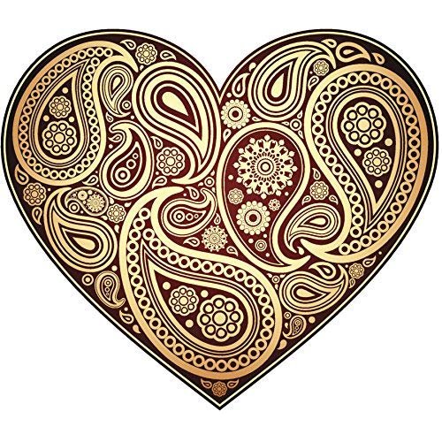 EW Designs Paisley Detailed Heart RED Burgundy Cream Black White Vinyl Decal Bumper Sticker Two in One Pack