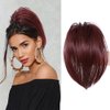 YOLANFAIRY Messy Bun Hair Piece Claw Clip in Hair Buns Hair Piece for Women Straight Short High Ponytail Extension Tousled Updo Faux Hair Bun Scrunchies for Girls (Red)