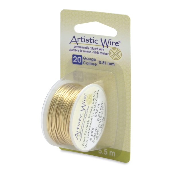 Artistic Wire 20 Gauge Tarnish Resistant Brass Craft Jewelry Wrapping Wire, Gold Color, 6 yd