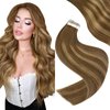 Easyouth Tape in Extensions Real Human Hair Balayage Tape in Hair Extensions Dark Brown Fading to Strawberry Blonde Remy Tape on Human Hair Extensions Seamless 18Inch 40g 20pcs