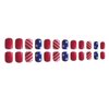 4th of July Short Square Fake Nails Independence Day Press on Nails with Stars Glitter Designs Glossy Petite Acrylic Nails 4th of July Artificial Nails for Women Patriotic Manicure Decorations 24pcs
