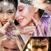 12 Colors Body Glitter Gel Kit, Super Long Lasting Holographic Chunky Glitter Gel Festival Party Makeup for Face, Body, Hair, Nail Art, Eyeshadow, 3Pcs Sponge Makeup Brush Include (Set A)