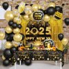 AIBIIN 78Pcs Black and Gold New Years Decorations 2025 Happy New Year Decorations Kit New Year Banner, New Year Balloon Arch and Gold Foil Fringe Curtain for 2025 New Years Eve Party Supplies