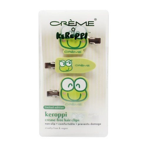 The Crème Shop X Keroppi Hair Clips Hair Clips - Crease-Free, Comfortable, Teeth-Free Design, Prevents Hair Damage, Cruelty-Free, Vegan, Limited Edition (Pack of 4)