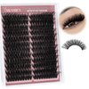 Yawamica Fluffy Lash Clusters Premade Cluster Eyelash Extensions Wispy Cat Eye Lash Clusters 200D Volume 9-18mm Individual Lashes Left Right Cluster Lashes 240pcs DIY Lash Extension by Self