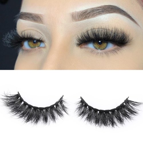 1 Pair Eyelashes 3D Mink Eyelash Natural Look Lashes Soft Fluffy False Lash Cat Eye Volume Fake Eyelashes Wispy Handmade Eyelash Strips Pack for Makeup Reusable By Miss Kiss