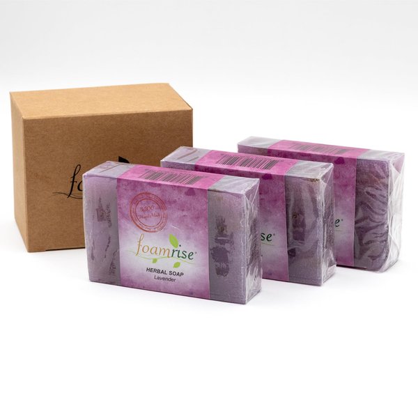 foamrise Lavender Essential Oil, Relaxing and Soothing, Lavander Soap Bars, Handmade Soap With Premium Quality, Rich Glycerin Content, Natural, Best Gift Idea, Pack of 3