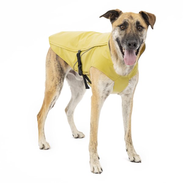 Kurgo Halifax Rain Shell, Hard Shell Dog Raincoat, Waterproof Rain Jacket for Dogs, Pet Poncho, Reflective, Leash Opening, Quick Release Buckles (Yellow, SM)