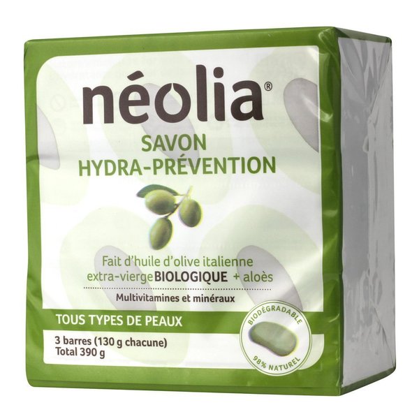 (3 x 130ml) - Neolia Hydra-prevention Olive oil soap (3 x 130g)