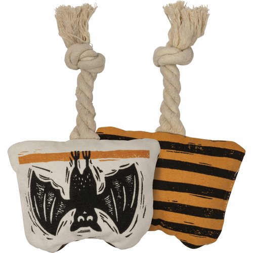 Primitives by Kathy Bat Design Double Sided Cotton Dog Toy with Rope